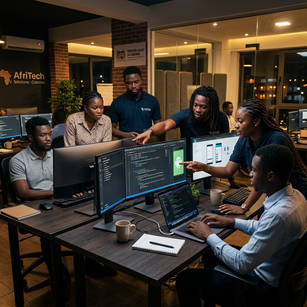 Équipe IFETOBI GROUP développant un site web à Cotonou