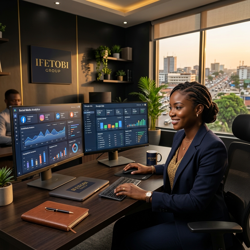 Équipe marketing digital et réseaux sociaux à Cotonou